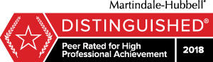 Martindale-Hubbell distinguished Peer Rated For High Level of Professional Achievement 2018