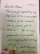 Handwritten client letter