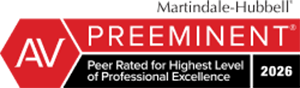 Martindale-Hubbell | AV Preeminent | Peer Rated for Highest Level of Professional Excellence | 2026